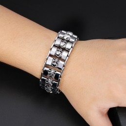 Bracelet En Titane Avec Tête De Mort Pour Homme, Style Chic
