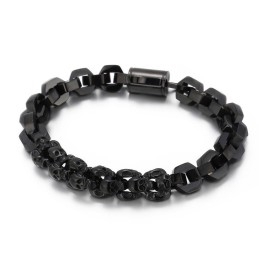 Bracelet En Titane Plaqué Polygone Avec Tête De Mort Épissée Pour Homme