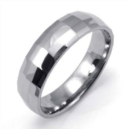 Bague Tendance En Tungstène À Facettes