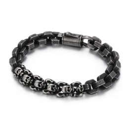 Bracelet Polygonal En Titane Avec Tête De Mort Épissée Pour Homme