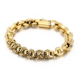Bracelet Polygonal En Titane Avec Tête De Mort Cousue Pour Homme