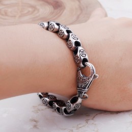 Bracelet En Titane Rétro Pour Homme, Bijou Tendance, Creux Et Chic, Motif Floral