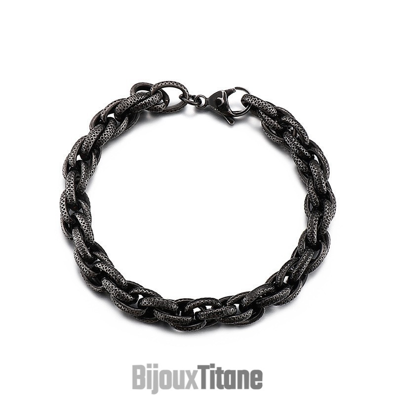 Bracelet En Titane À Chaîne Torsadée Épaisse Style Hip-Hop Rétro À Pois Noirs Pour Homme Bracelet En Titane À Chaîne Torsadée Épaisse Style Hip-Hop Rétro À Pois Noirs Pour Homme