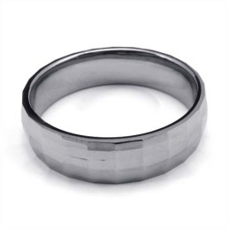 Bague Tendance En Tungstène À Facettes