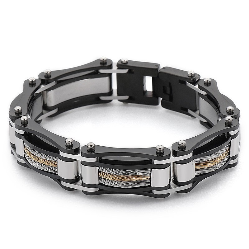 Bracelet Motard En Titane Pour Homme, Style Rock Hip-Hop Torsadé Bracelet Motard En Titane Pour Homme, Style Rock Hip-Hop Torsadé