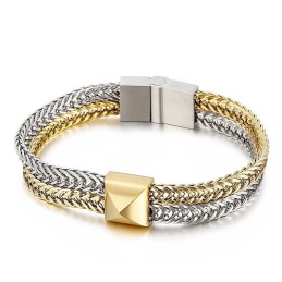 Bracelet Homme En Titane Tissé À Double Couche Et À Quille Colorée Style Hip-Hop