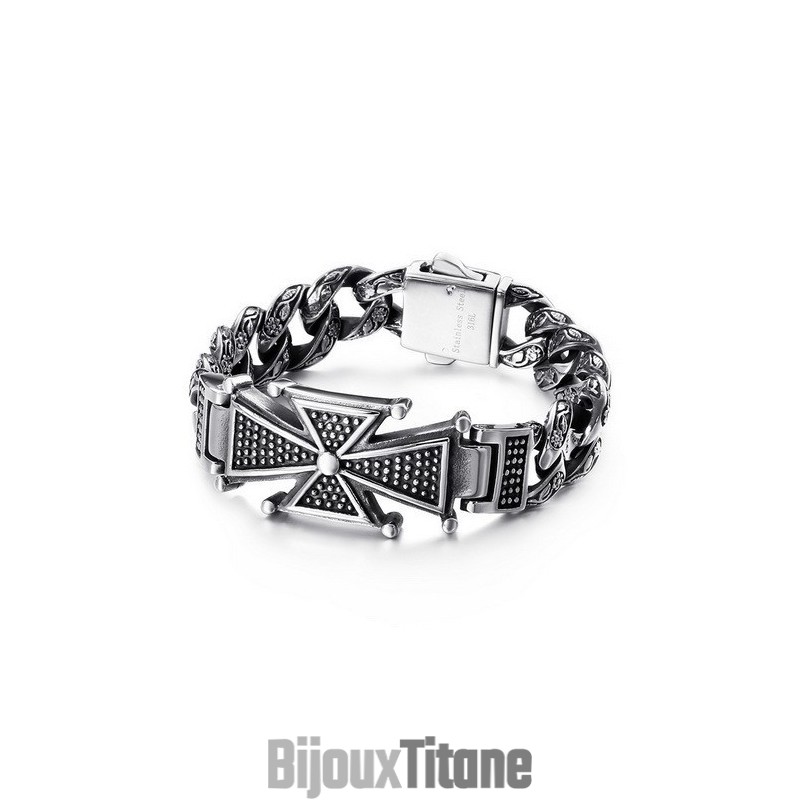 Bracelet Cool En Titane Avec Croix Et Zircone