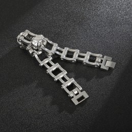 Bracelet Cycliste En Titane Pour Homme Avec Tête De Mort Cool