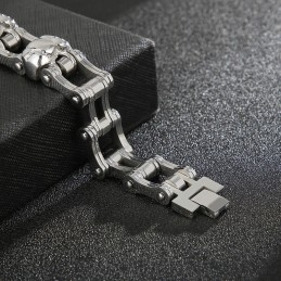 Bracelet Cycliste En Titane Pour Homme Avec Tête De Mort Cool