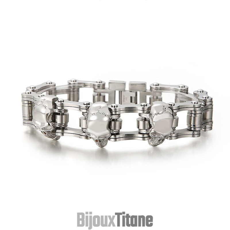 Bracelet Cycliste En Titane Pour Homme Avec Tête De Mort Cool Bracelet Cycliste En Titane Pour Homme Avec Tête De Mort Cool