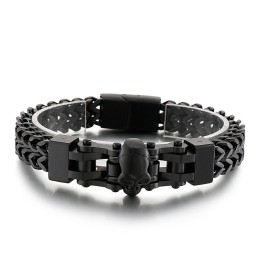 Bracelet En Titane Pour Homme Avec Tête De Mort Style Hip-Hop