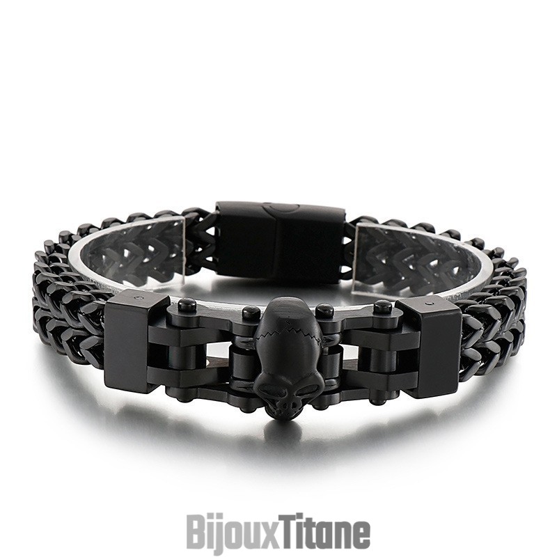 Bracelet En Titane Pour Homme Avec Tête De Mort Style Hip-Hop Bracelet En Titane Pour Homme Avec Tête De Mort Style Hip-Hop