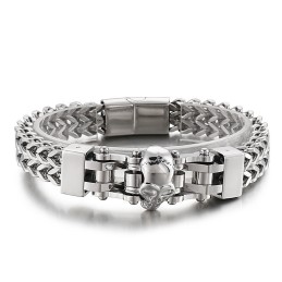 Bracelet En Titane Pour Homme Avec Tête De Mort Style Hip-Hop