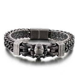 Bracelet En Titane Pour Homme Avec Tête De Mort Style Hip-Hop