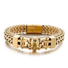 Bracelet En Titane Pour Homme Avec Tête De Mort Style Hip-Hop