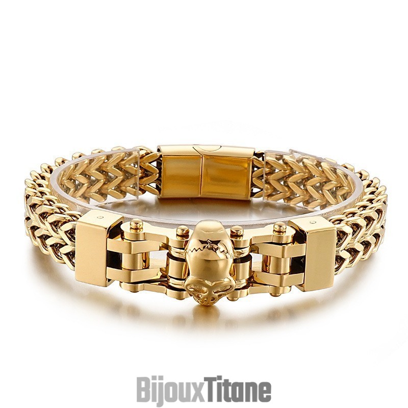 Bracelet En Titane Pour Homme Avec Tête De Mort Style Hip-Hop Bracelet En Titane Pour Homme Avec Tête De Mort Style Hip-Hop