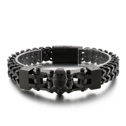 Bracelet En Titane Pour Homme Avec Tête De Mort Style Hip-Hop
