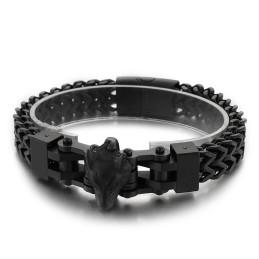 Bracelet En Titane Pour Homme, Style Hip-Hop, Plaqué Tête De Loup