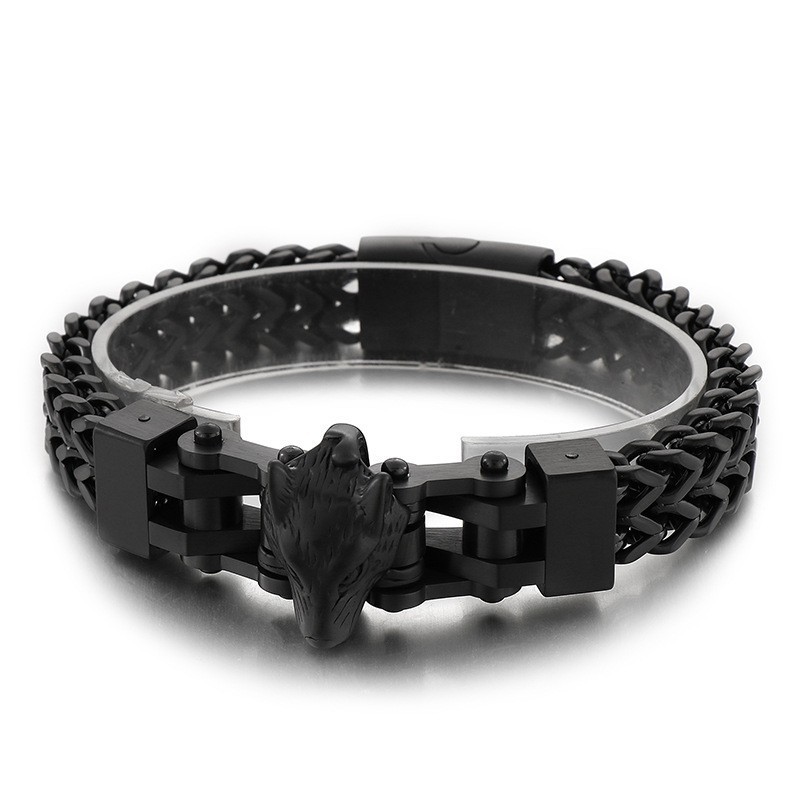 Bracelet En Titane Pour Homme, Style Hip-Hop, Plaqué Tête De Loup Bracelet En Titane Pour Homme, Style Hip-Hop, Plaqué Tête De Loup