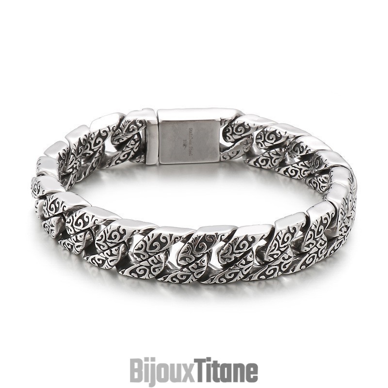 Bracelet En Titane Pour Homme, Style Vintage Et Tendance, Motif Floral Bracelet En Titane Pour Homme, Style Vintage Et Tendance, Motif Floral
