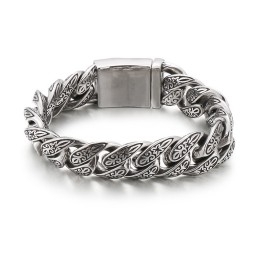 Bracelet En Titane Vintage Pour Homme Avec Motif Floral