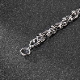 Bracelet En Titane Pour Homme, Style Rock Hip-Hop, Avec Double Tête De Mort