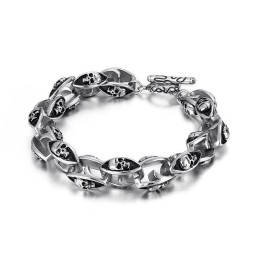 Bracelet En Titane Pour Homme, Style Rock Hip-Hop, Avec Double Tête De Mort