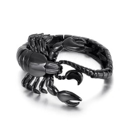 Bracelet En Titane Noir Avec Motif Scorpion Pour Homme
