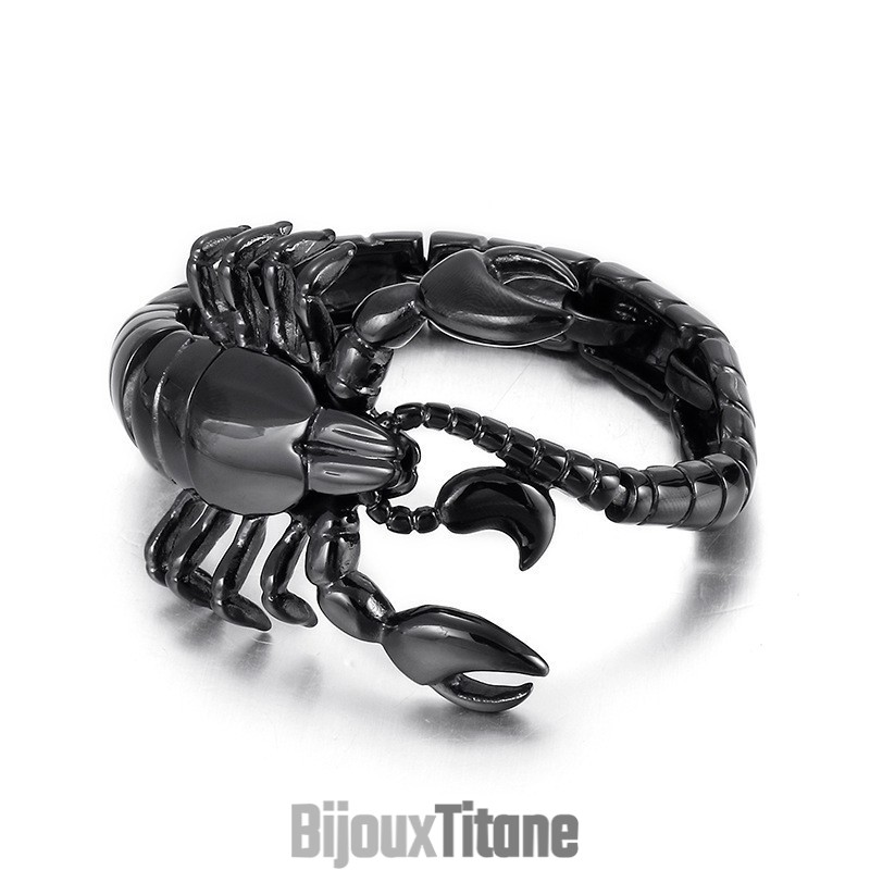 Bracelet En Titane Noir Avec Motif Scorpion Pour Homme Bracelet En Titane Noir Avec Motif Scorpion Pour Homme