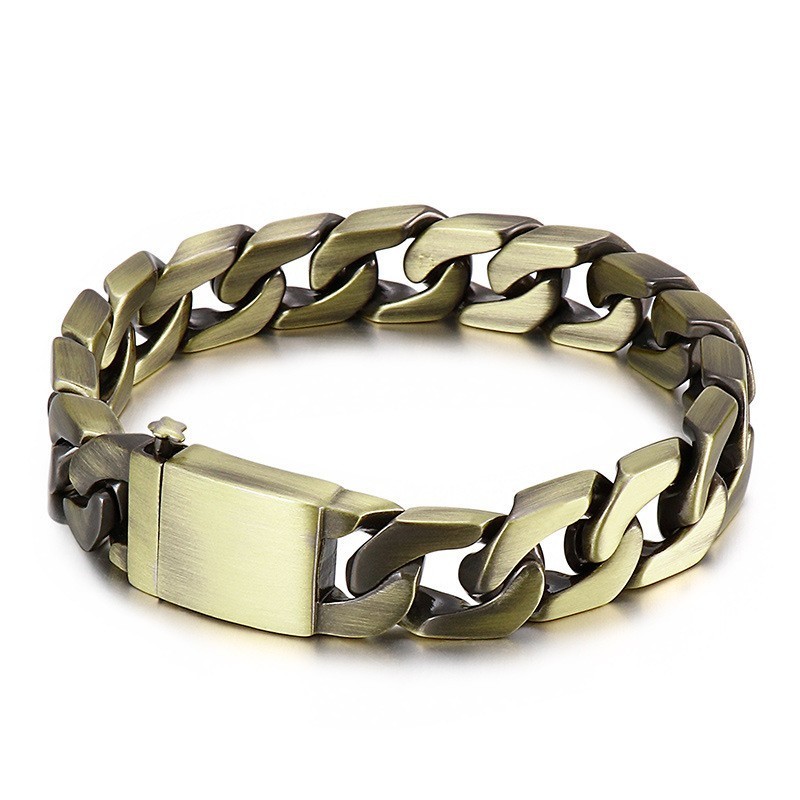 Bracelet Homme En Bronze Et Titane Style Hip-Hop