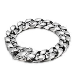 Bracelet Tête De Mort En Titane Pour Homme, Style Hip-Hop