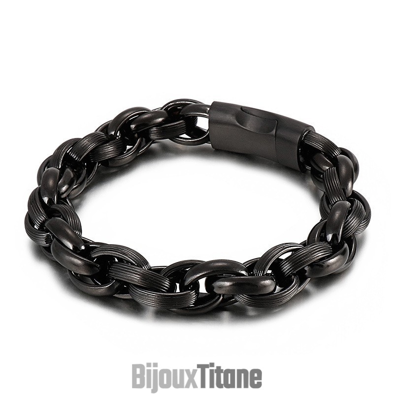 Bracelet Chaîne Simple En Titane Avec Double Anneau Torique Et Vide