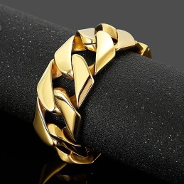Bracelet Hip Hop Tendance En Titane Doré De 31 Mm De Large