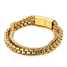Bracelet Carré Double Couche En Titane Pour Homme