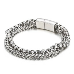 Bracelet Carré Double Couche En Titane Pour Homme