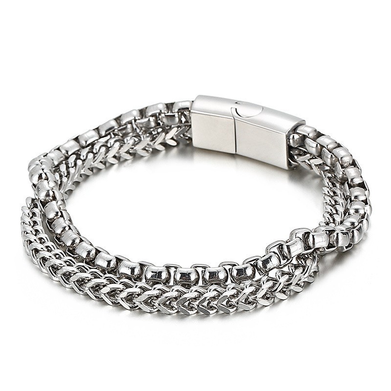 Bracelet Carré Double Couche En Titane Pour Homme Bracelet Carré Double Couche En Titane Pour Homme