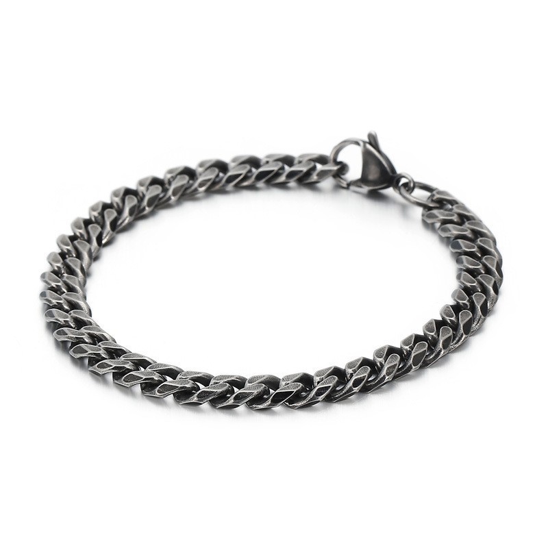 Bracelet Plat Vintage En Titane Pour Homme Avec Accessoires