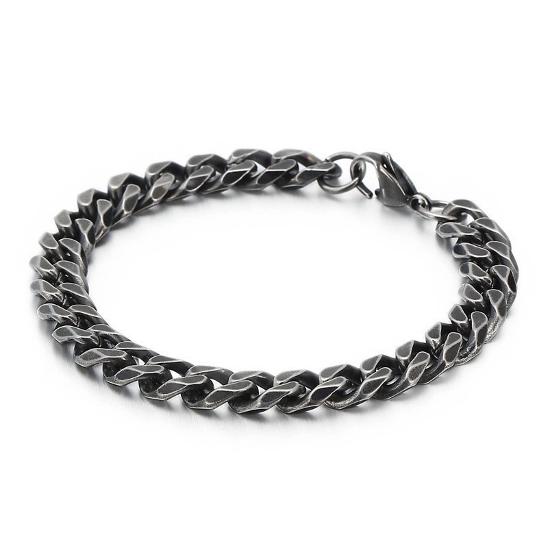 Bracelet Plat Brossé En Titane Vintage Pour Homme Bracelet Plat Brossé En Titane Vintage Pour Homme