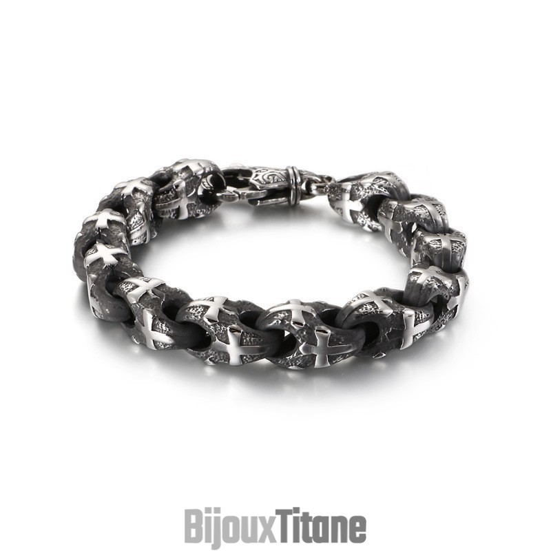 Bracelet En Titane Style Rock Et Chaîne De Vélo Vintage