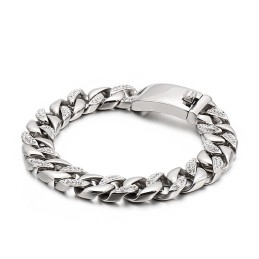 Bracelet En Titane Pour Homme, Bijou De Style Hip-Hop, En Or 18 Carats, Avec Diamants