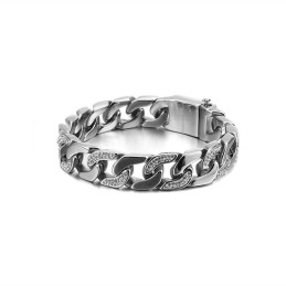 Bracelet Homme En Titane Avec Diamants Et Style Hip-Hop Exagéré