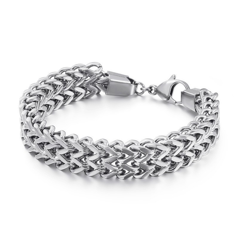 Bracelet Double Couche En Titane Avec Chaîne Overlord En Forme De V Pour Homme