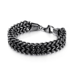 Bracelet Double Couche En Titane Avec Chaîne Overlord En Forme De V Pour Homme