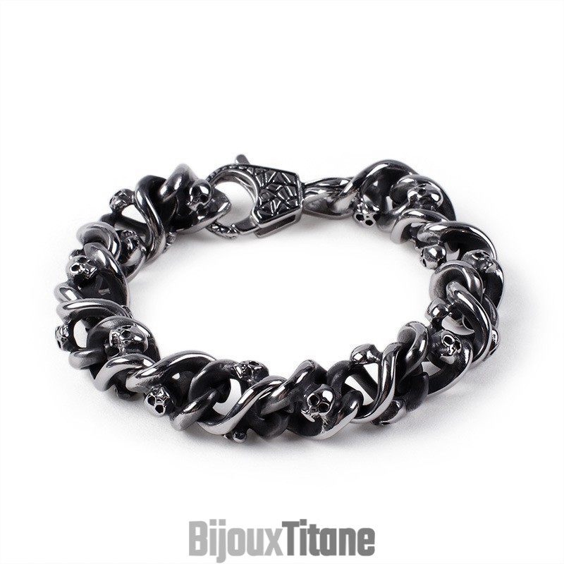 Bracelet Alternatif Chic Pour Homme, Bracelet Cool En Titane Avec Tête De Mort