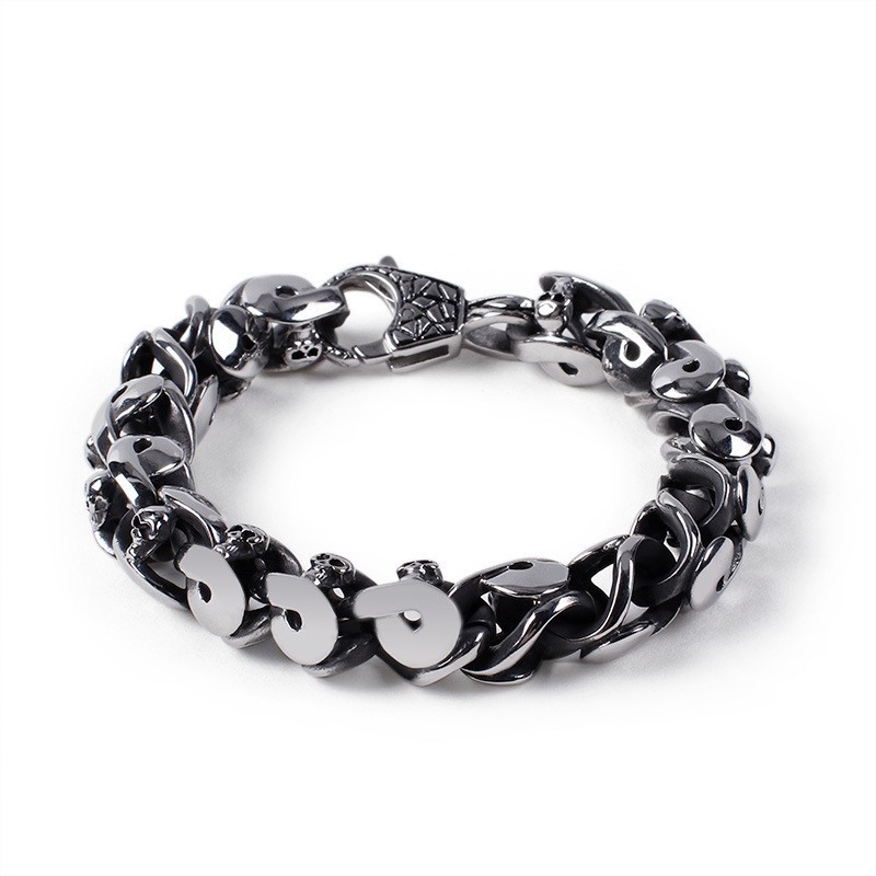 Bracelet Alternatif Chic Pour Homme, Bracelet Cool En Titane Avec Tête De Mort Bracelet Alternatif Chic Pour Homme, Bracelet Cool En Titane Avec Tête De Mort