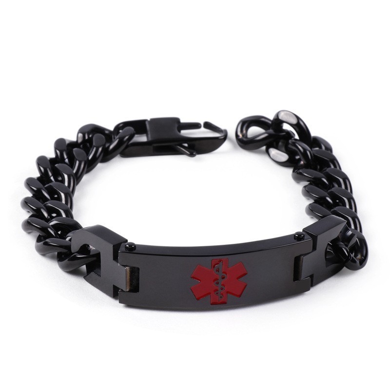 Bracelet En Titane Avec Logo Médical Rouge Pour Homme Bracelet En Titane Avec Logo Médical Rouge Pour Homme