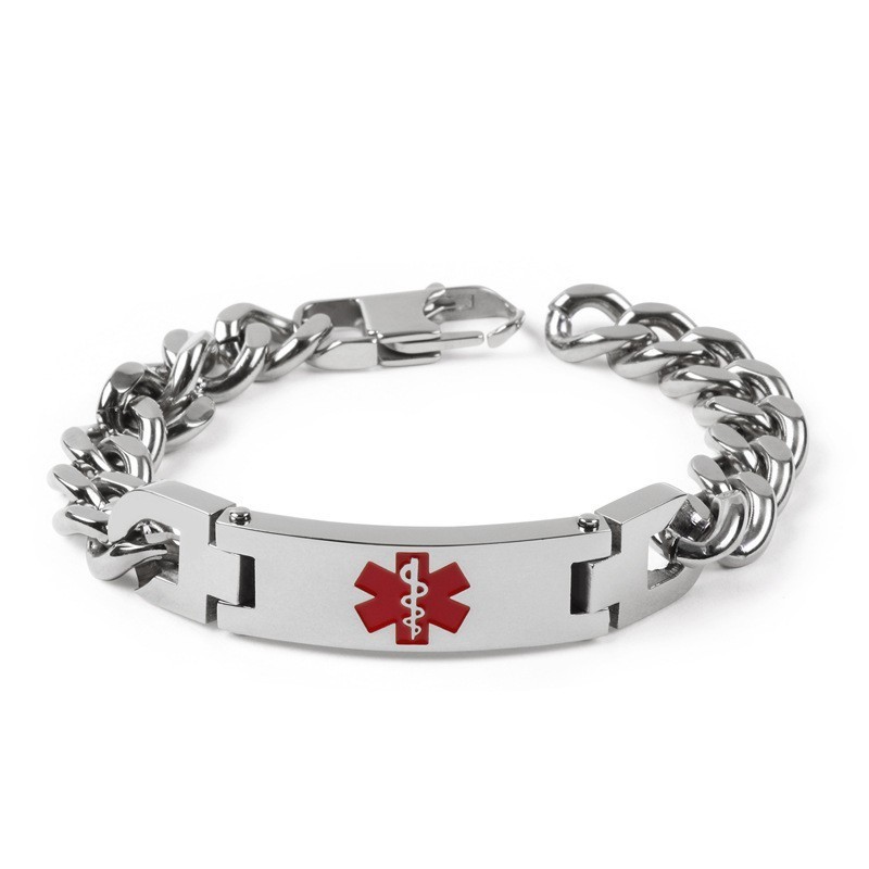 Version Du Bracelet En Titane Pour Homme Avec Logo Médical Rouge De La Marque Fashion Bend Version Du Bracelet En Titane Pour Homme Avec Logo Médical Rouge De La Marque Fashion Bend