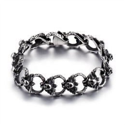 Bracelet Tête De Mort Plat En Titane