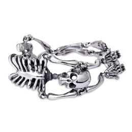Bracelet Vintage En Titane Pour Homme, Motif Tête De Mort Et Os Exagérés
