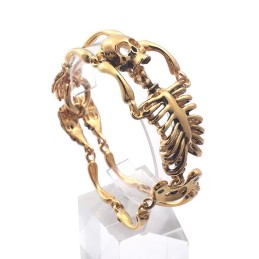 Bracelet Vintage En Titane Pour Homme, Motif Tête De Mort Et Os Exagérés